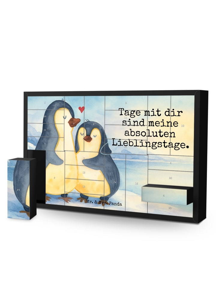Adventskalender Pinguin umarmen Design mit Spruch in Weiß