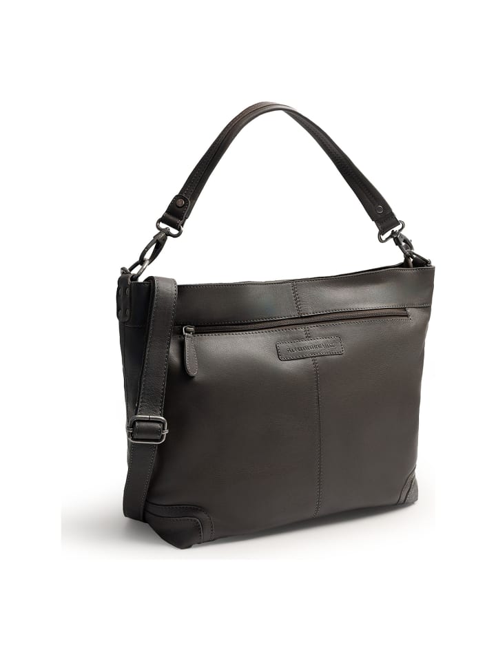 Astero Schultertasche Leder 32 cm clay grey