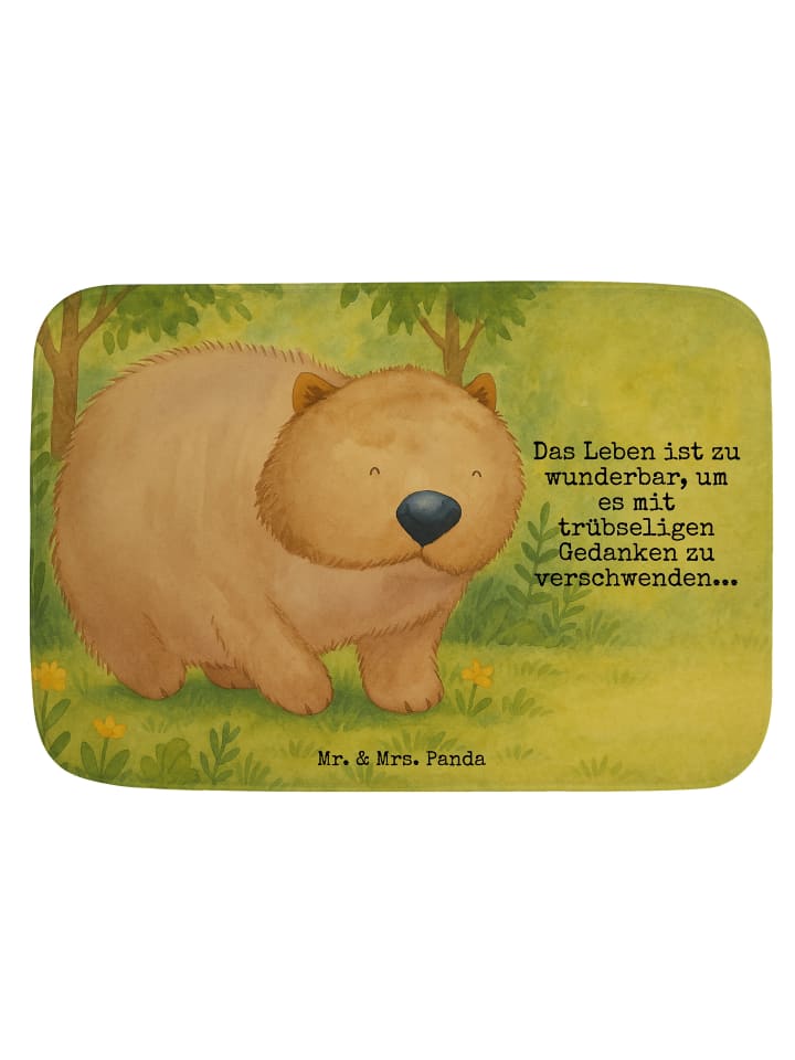 Badezimmermatte Wombat Design mit Spruch in Weiß