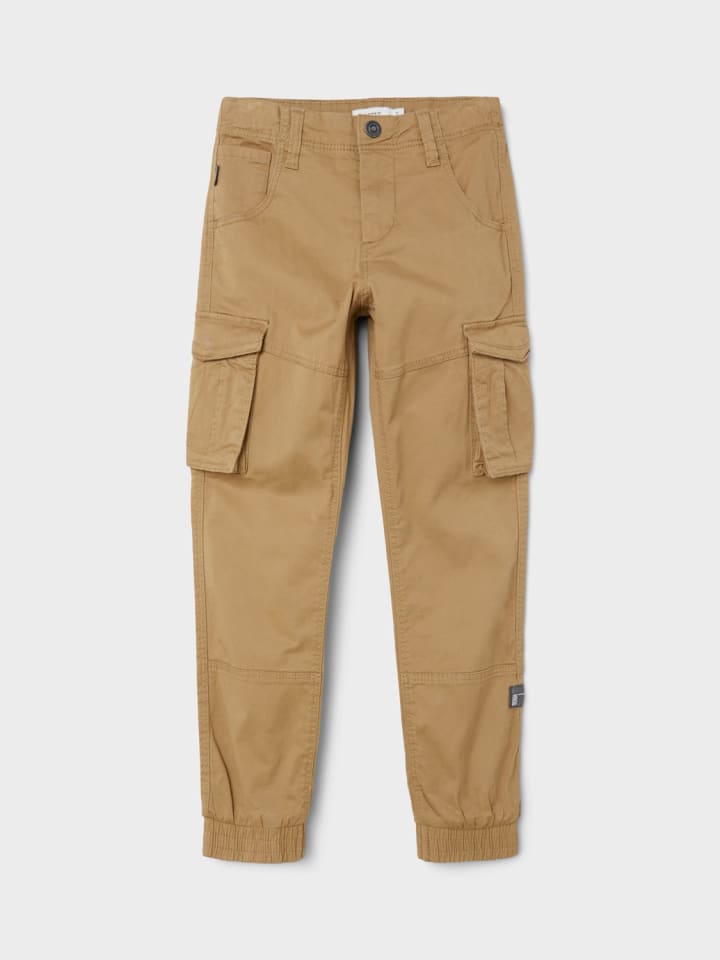 Cargo Hose für Jungen Jogger Chino Freizeithose NKMRYAN in Hellbraun