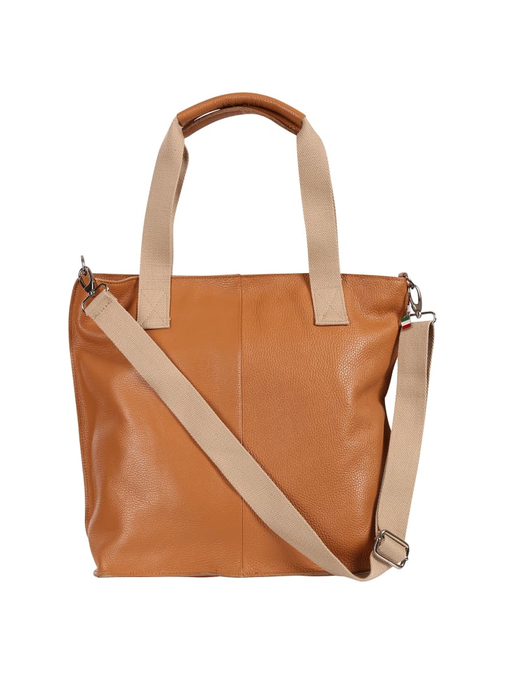 Florence Schultertasche, Shopper Leder braun, tan ca. 44cm