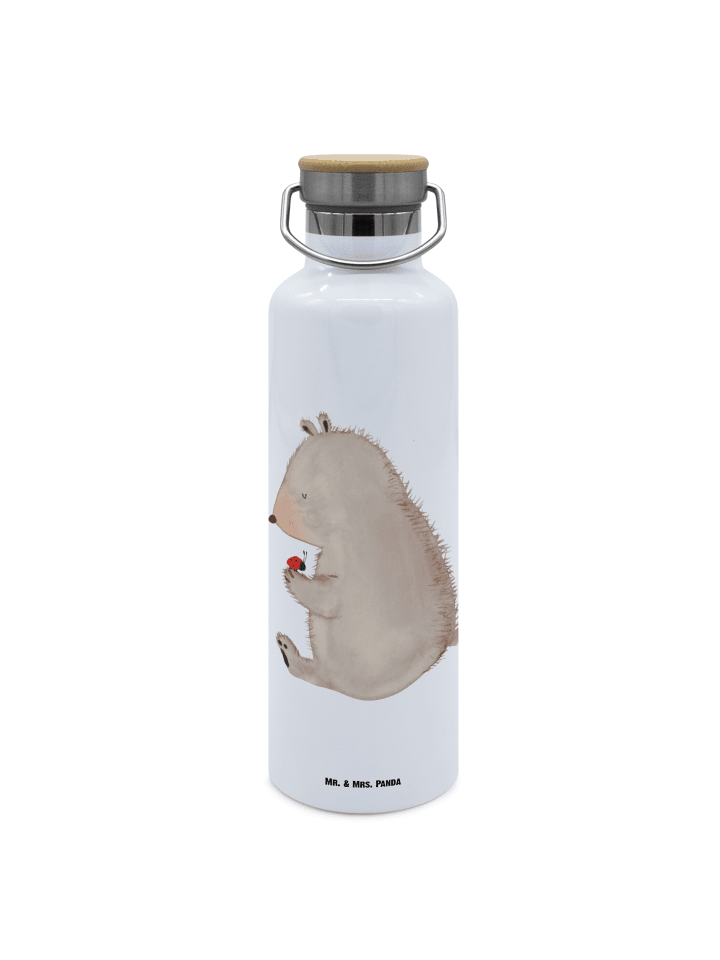 Thermosflasche Bär Marienkäfer ohne Spruch in Weiß