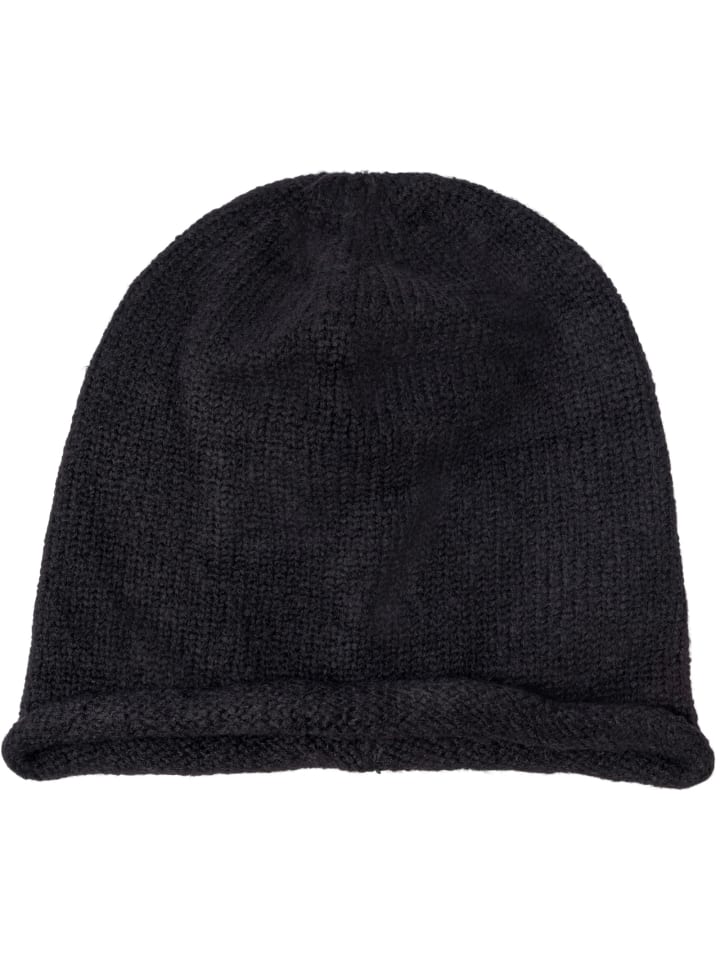 Oversize Strickbeanie mit Rollrand in Schwarz