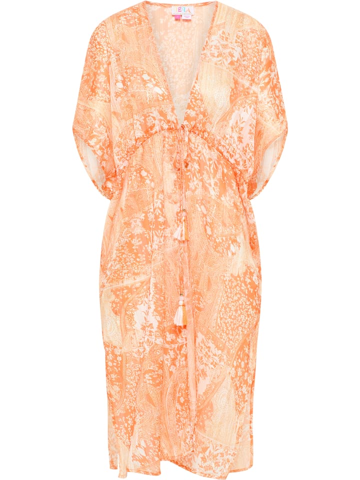 Damen Kimono in Orange Weiss