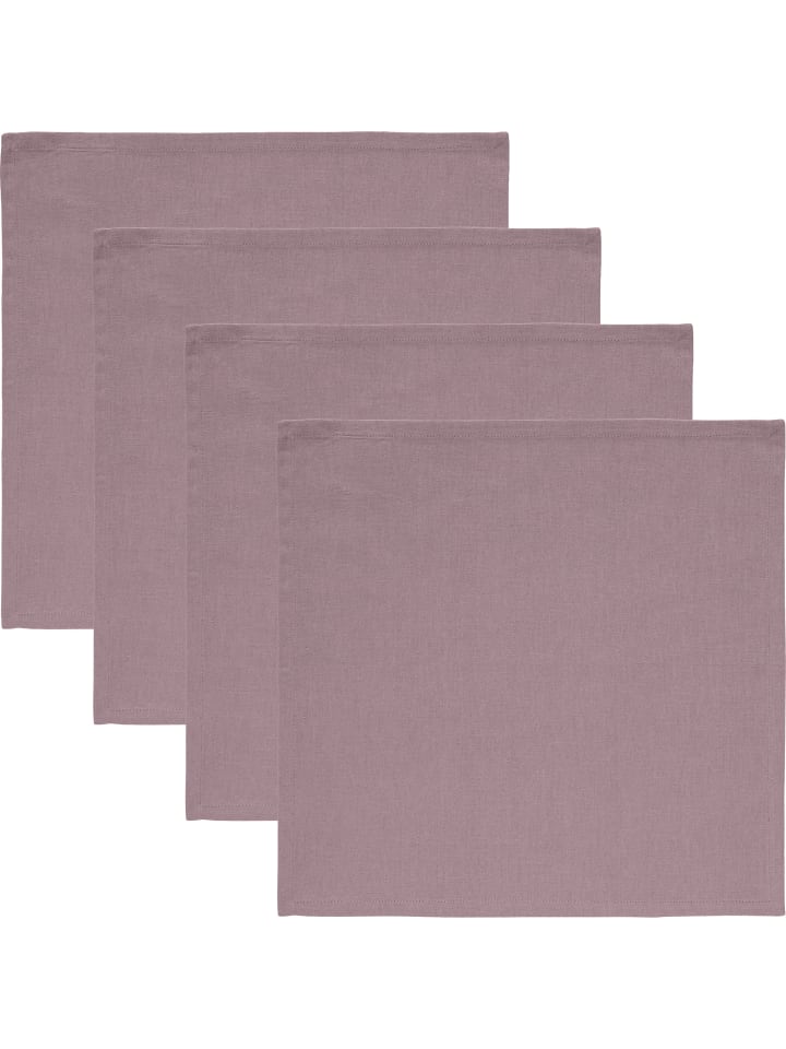 Baumwolle Serviette 4er-Pack Tulsa in mauve