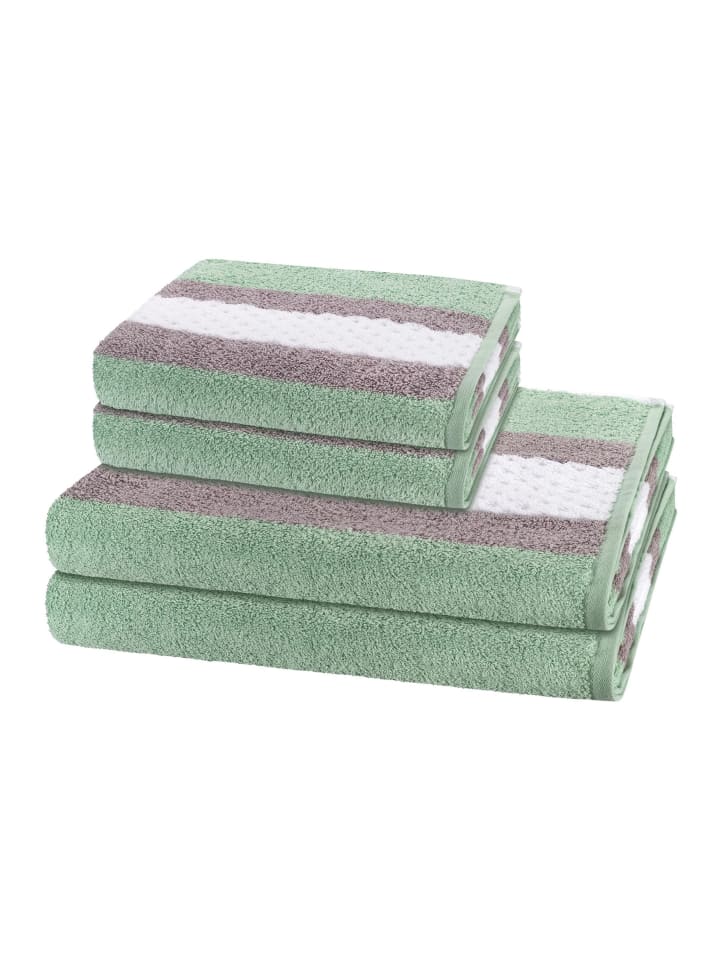 2 X Handtuch 2 X Duschtuch im Set Harmony in Salbei