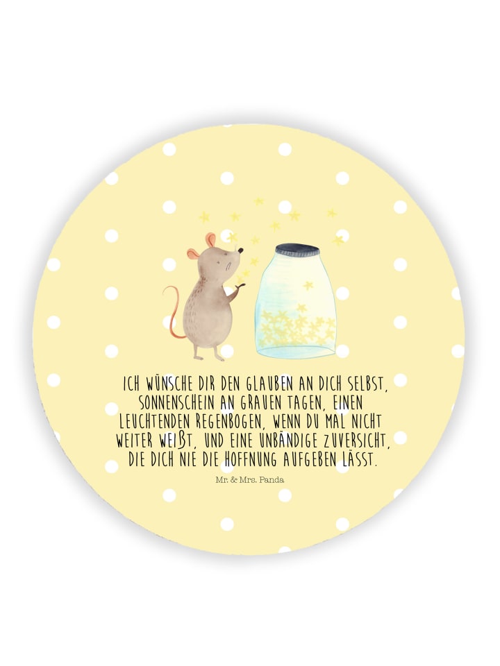 Magnet Maus Sterne mit Spruch in Gelb Pastell