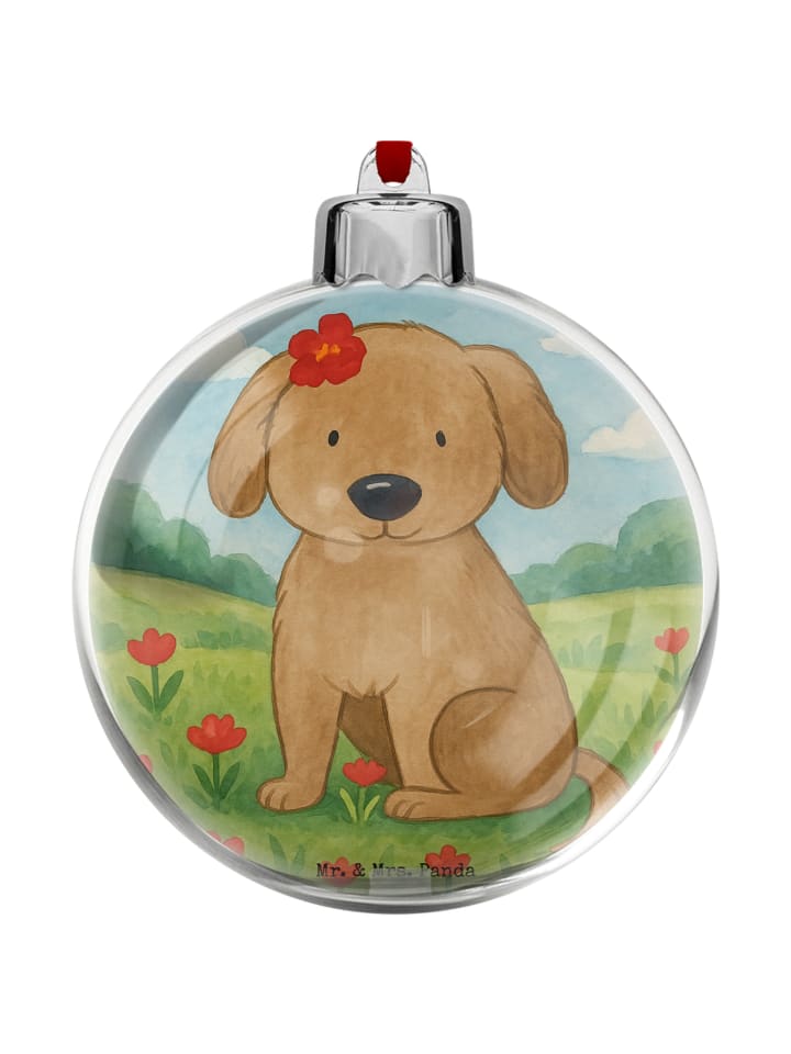 Weihnachtskugel Hund Dame Design ohne Spruch in Weiß