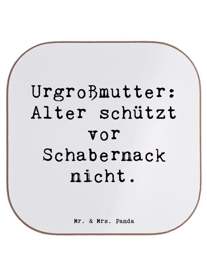 Untersetzer Urgroßmutter Schabernack mit Spruch in Weiß