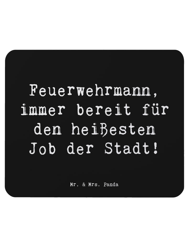 Mauspad Spruch Feuerwehrmann Held mit Spruch in Schwarz