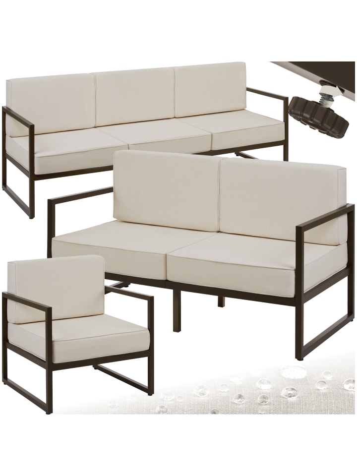 Garten-Loungeset für 6 Personen, höhenverstellbare Füße