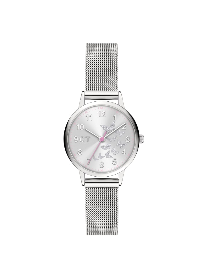 Armbanduhr The Cool Mesh Silver Butterfly in silber