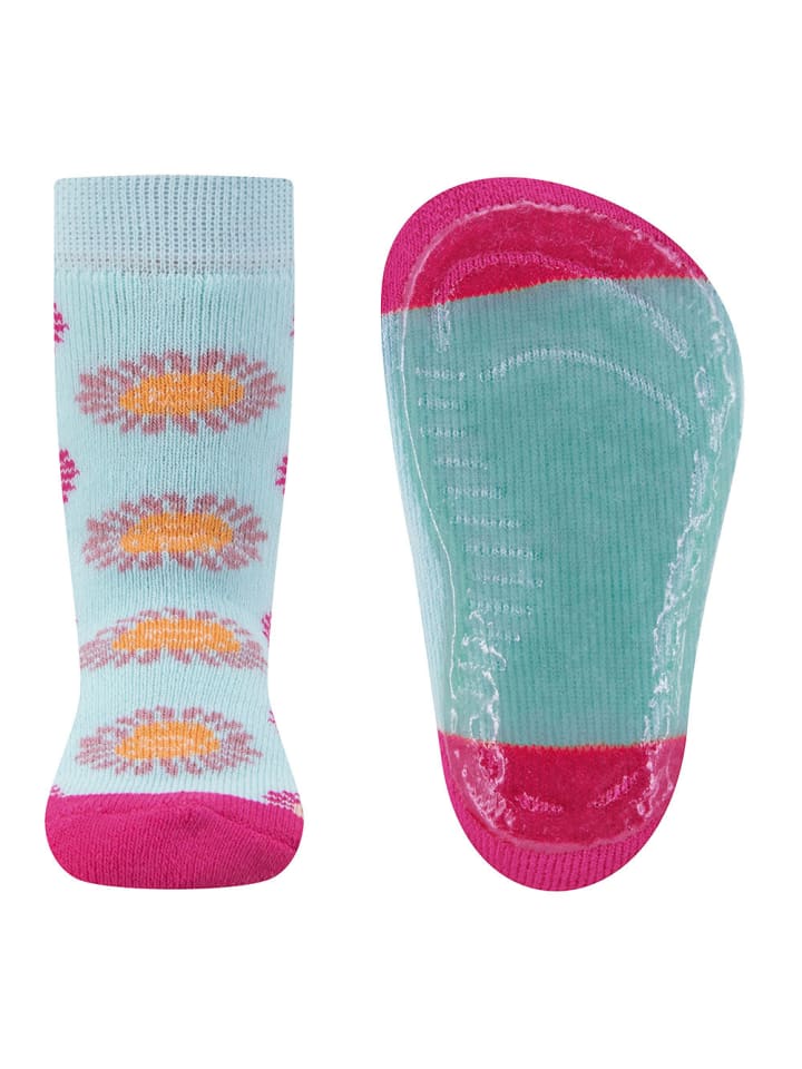Stoppersocken Blumen in perlblau