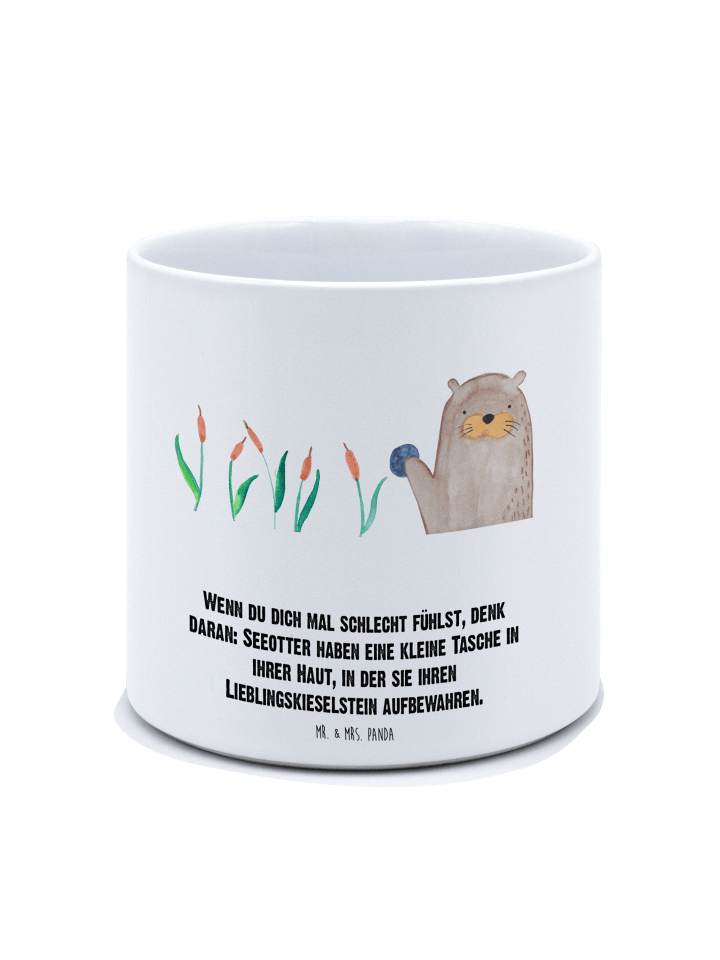 Kräutertopf Otter Stein mit Spruch in Weiß