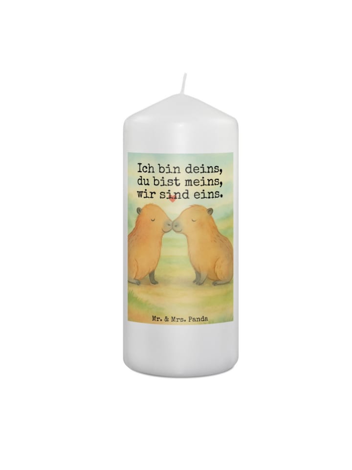 Kerze Capybara Liebe Design mit Spruch in Weiß