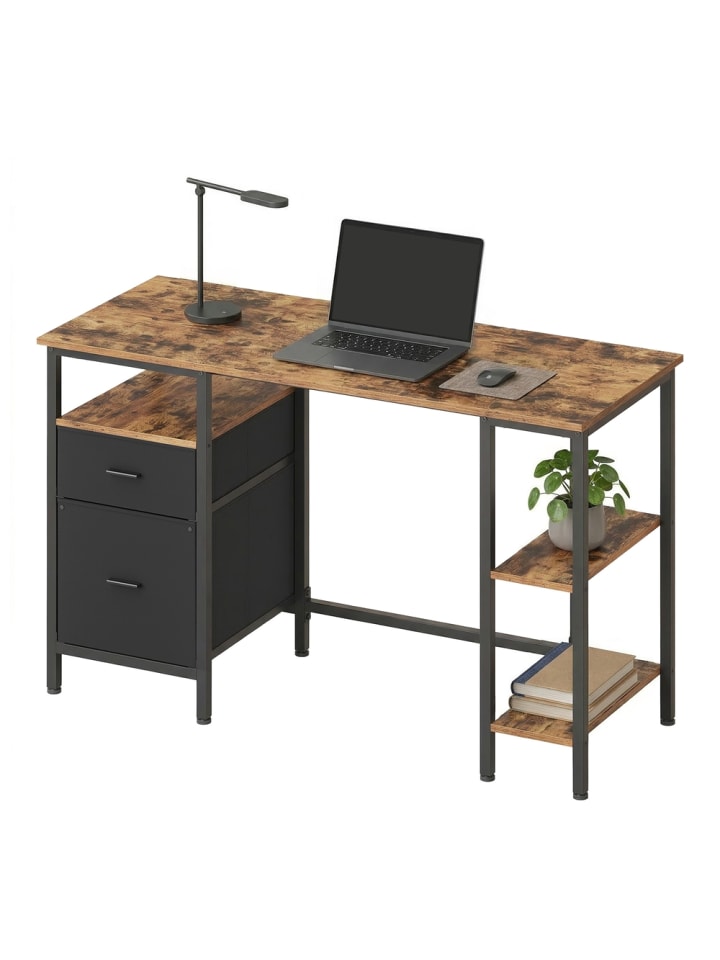 Computertisch Barnet in Braun-Schwarz - (B)127 x (H)76 x (T)50 cm