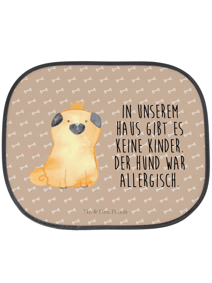 Auto Sonnenschutz Mops Krone mit Spruch in Hundeglück