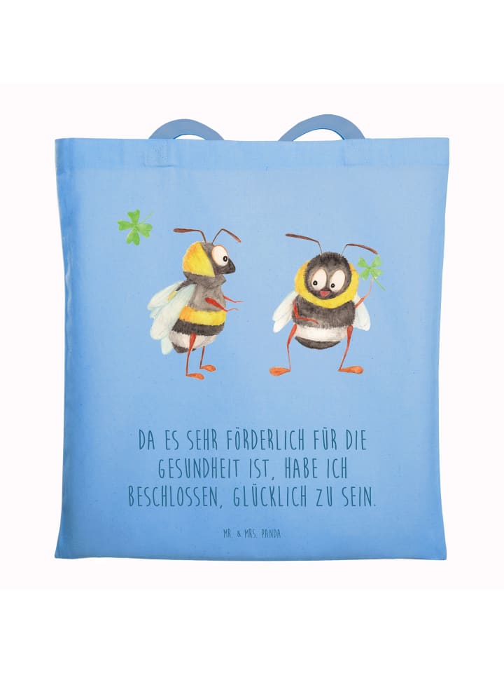 Henkeltasche Hummeln Kleeblatt mit Spruch in Sky Blue