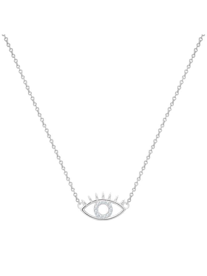 Halskette Allsehendes Auge aus Sterling Silber mit Zirkonia in silber