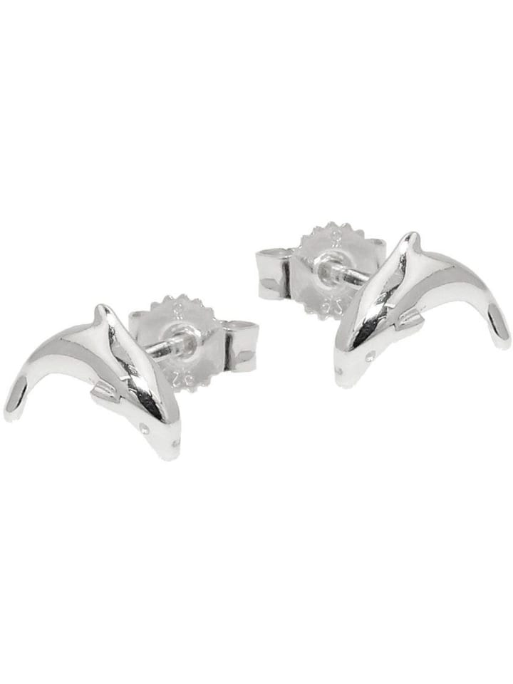 Ohrstecker Ohrring 10mm springender Delfin glänzend Silber 925 in silber