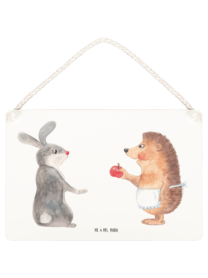 Wandtafel Hase Igel ohne Spruch in Weiß