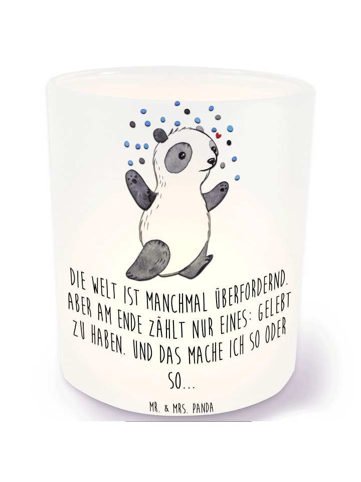 Windlicht Panda Bipolar mit Spruch in Transparent