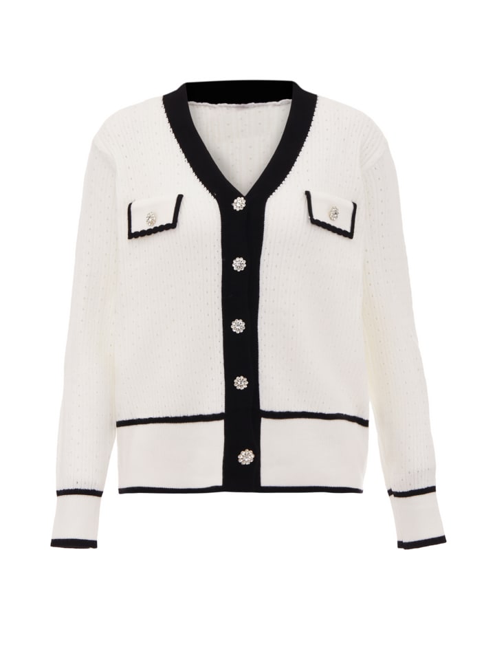 Damen Strickjacke in Weiss Schwarz