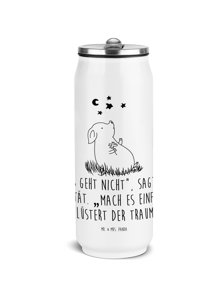 Trinkflasche Schwein Glück mit Spruch in Weiß