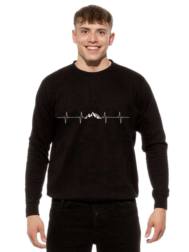 Sweatshirt Berge Pulsschlag Berge in Schwarz