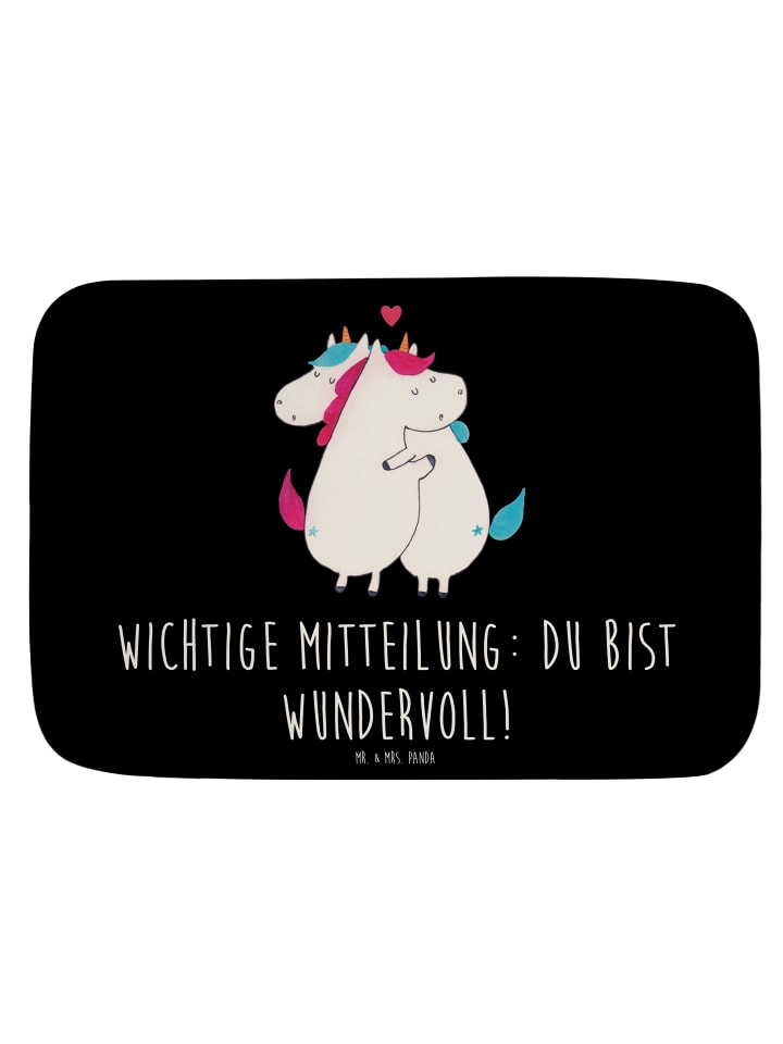 Badteppich Einhorn Mitteilung mit Spruch in Schwarz