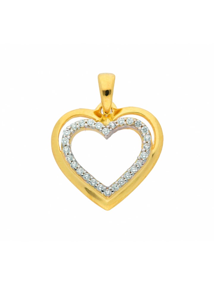 Damen 333 Gold Anhänger Herz mit Zirkonia in gold