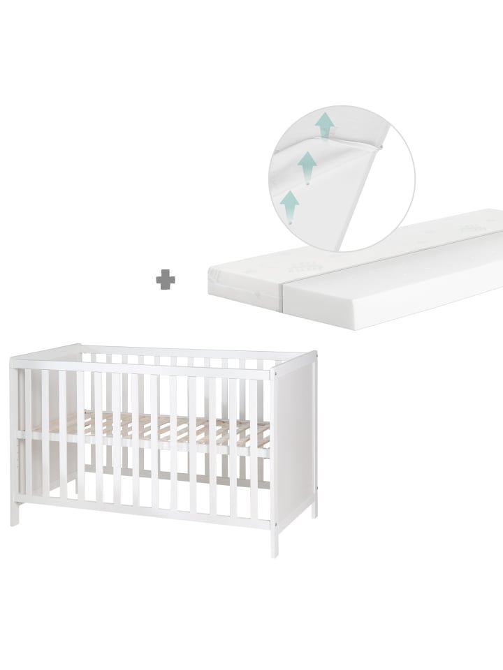 2in1 Beistell 60 x 120 cm - & Babybett höhenverstellbar - weiß