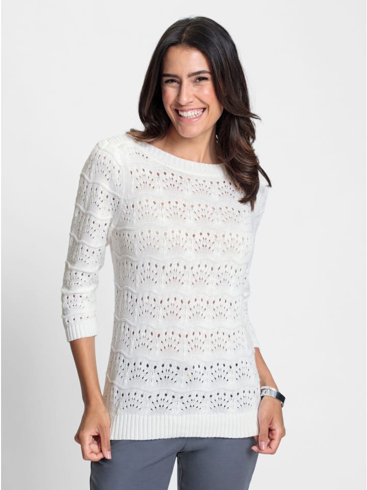 Baumwoll-Pullover in weiß