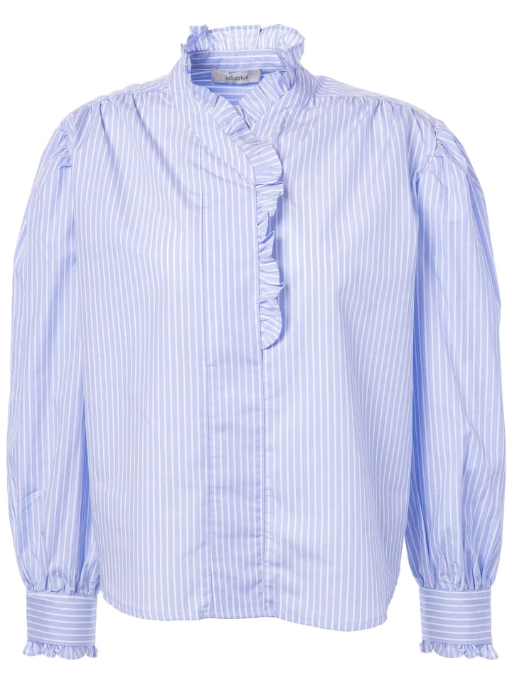 Patchouli Oversize-Bluse aus Baumwoll-Mix in Light Blue Stripes