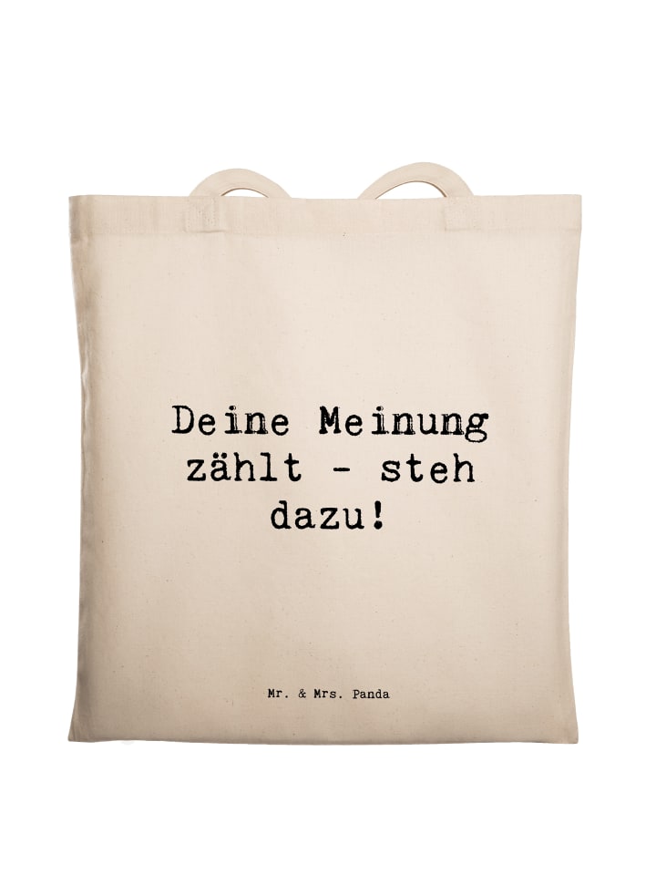 Shopper Spruch Mutig zu Meinungen mit Spruch in Creme
