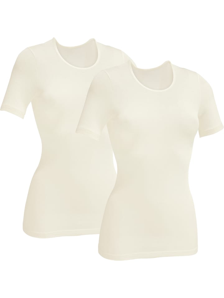 Unterhemd, 1/2-Arm 2er-Pack in creme
