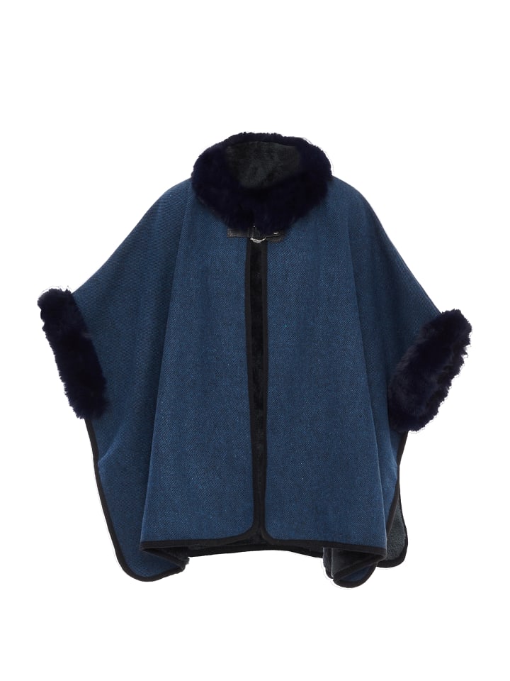 Women Poncho in Marine