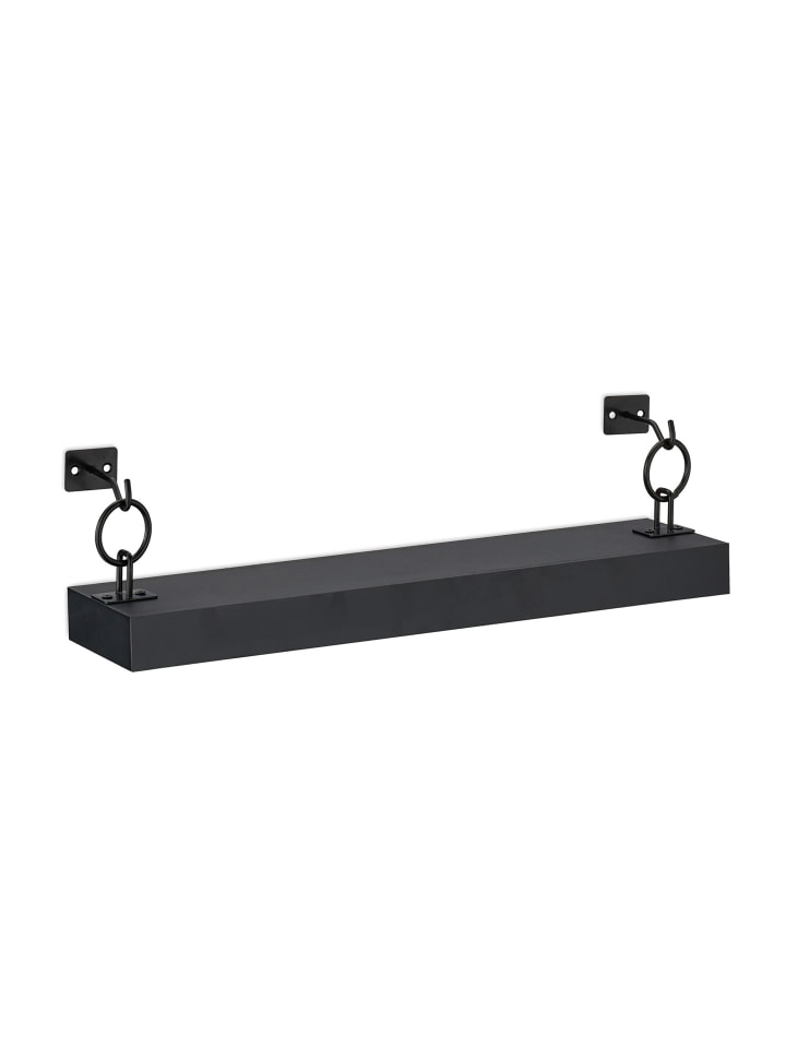 2 x Wandregal in Schwarz - (B)48 x (H)13 x (T)12 cm