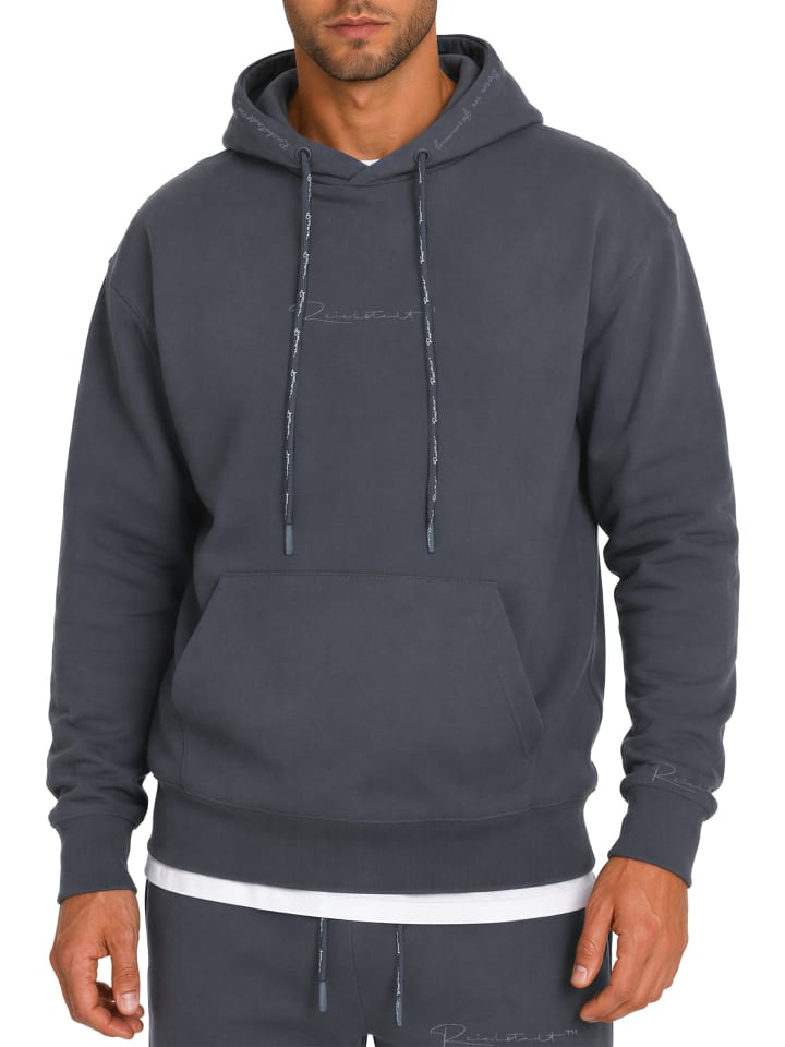 Herren Regular Fit Hoodie Marken-Stick in Anthracite