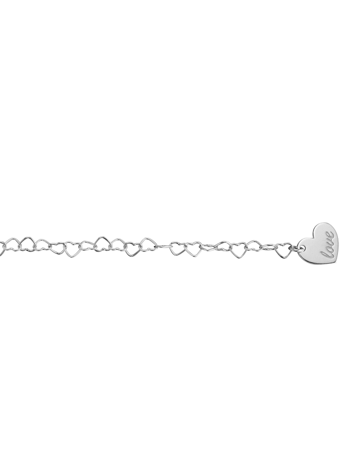 Herz Fußkettchen Rundankerkette aus 925 Silber 25 cm Ø in silber
