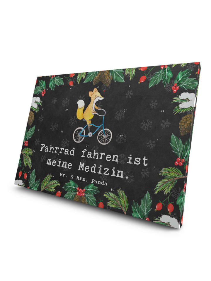 Advents-Teekalender Fuchs Fahrrad fahren mit Sp... in Kreidetafel