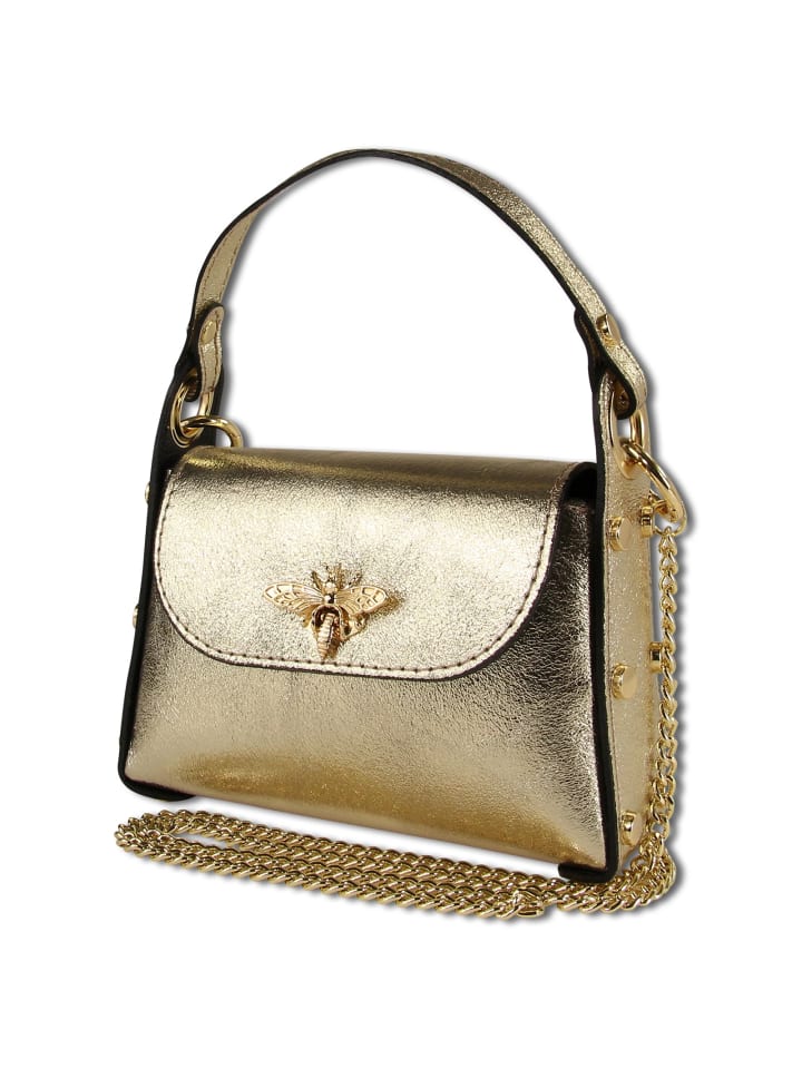 Leder Umhängetasche Toscanto Tasche gold ca. 19cm