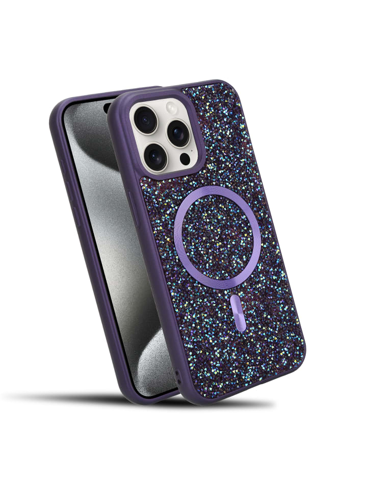 Hülle für Apple iPhone 15 PRO MAX Glitzer Schutzhülle in Lila