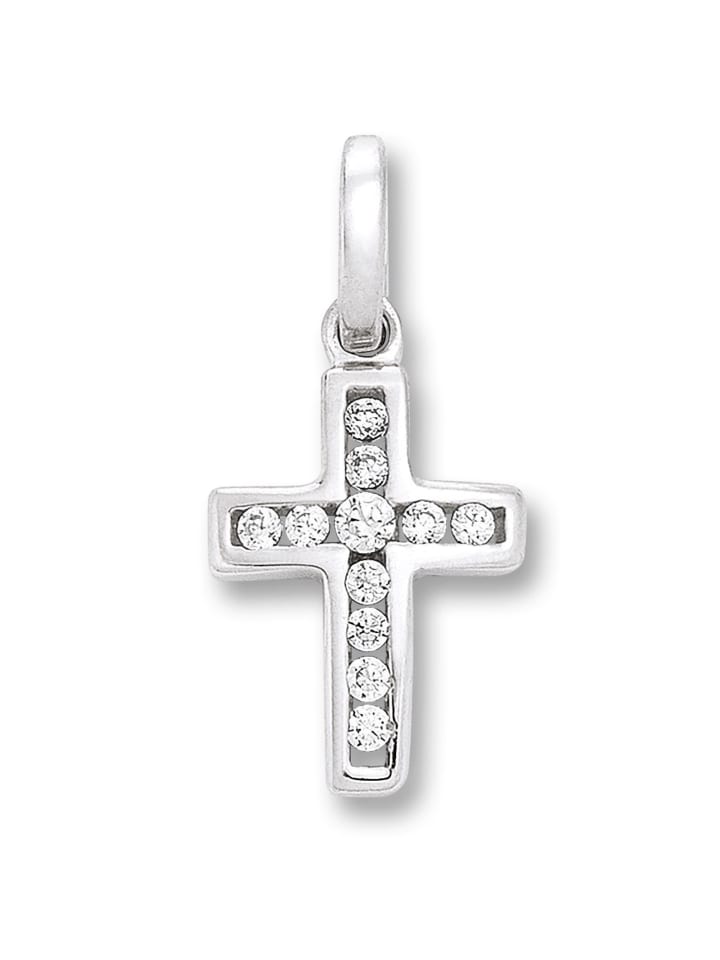 Zirkonia Kreuz Anhänger aus 925 Silber in silber