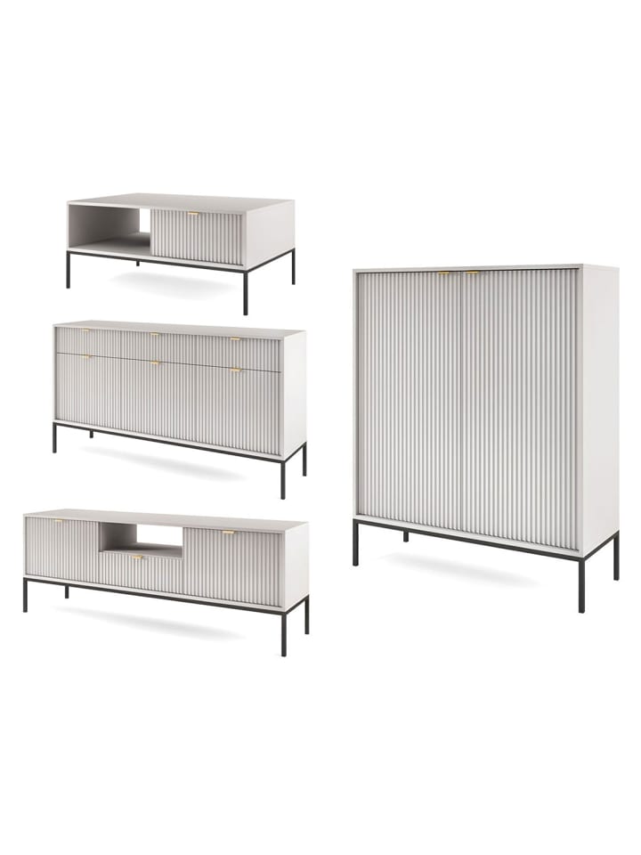 Wohnzimmer-Set Nova Grau / Schwarz 4-teilig