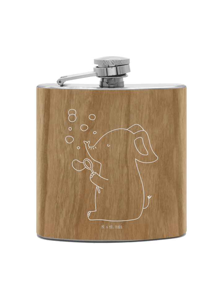 Flachmann Elefant Seifenblasen ohne Spruch in Braun
