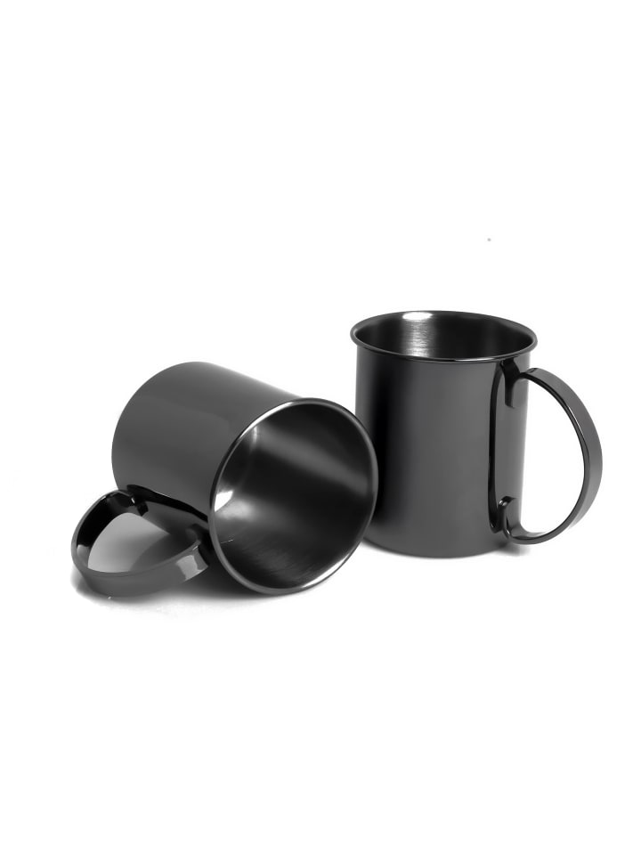 2 tlg. Set Kupferbecher-Set 1 l in Schwarz