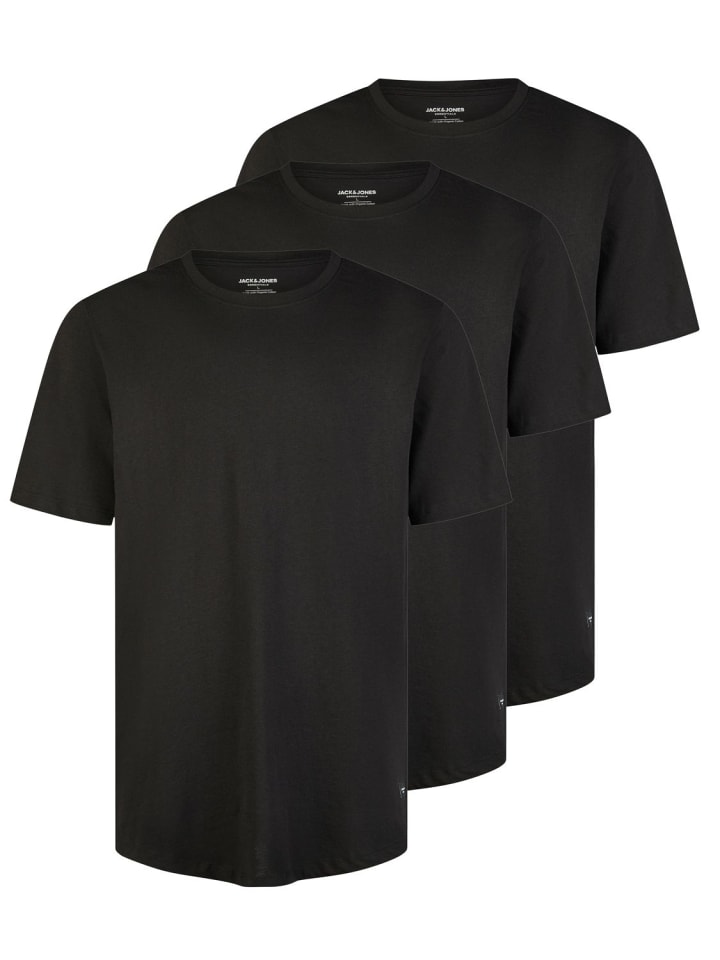T-Shirt Jack & Jones Tshirt 3er Pack Set in Schwarz