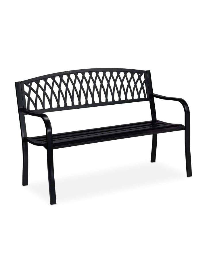 Gartenbank in Schwarz - (B)127 x (H)87 x (T)60 cm
