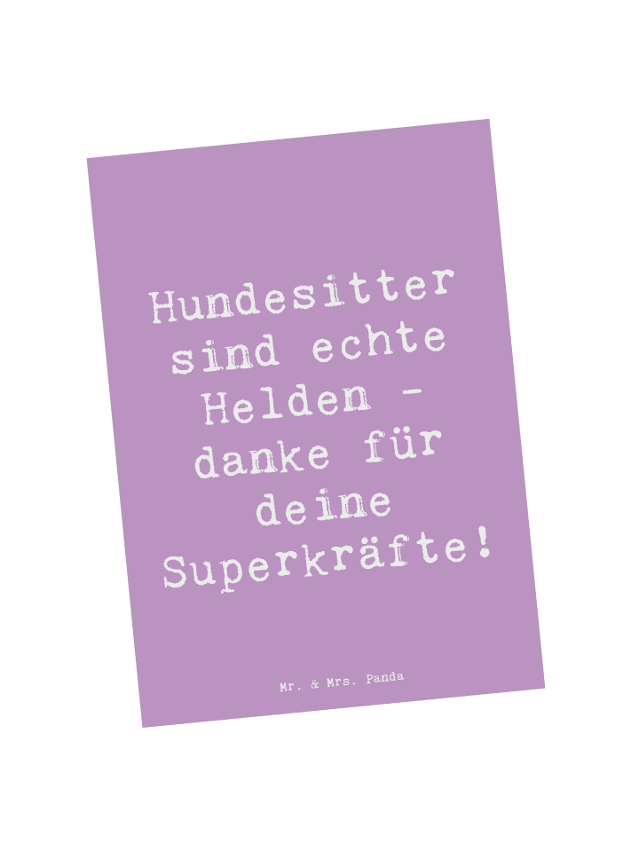 Postkarte Spruch Hundesitter Helden mit Spruch in Lavendeltraum